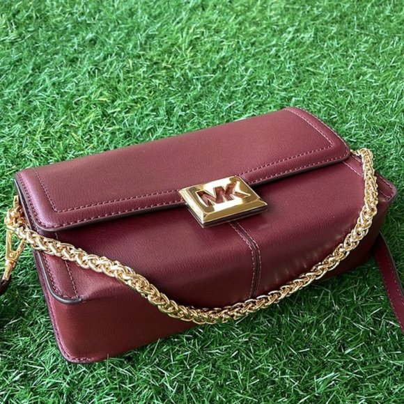 Michael Kors Sonia Medium Leather Shoulder Bag Merlot - Picture 3 of 16